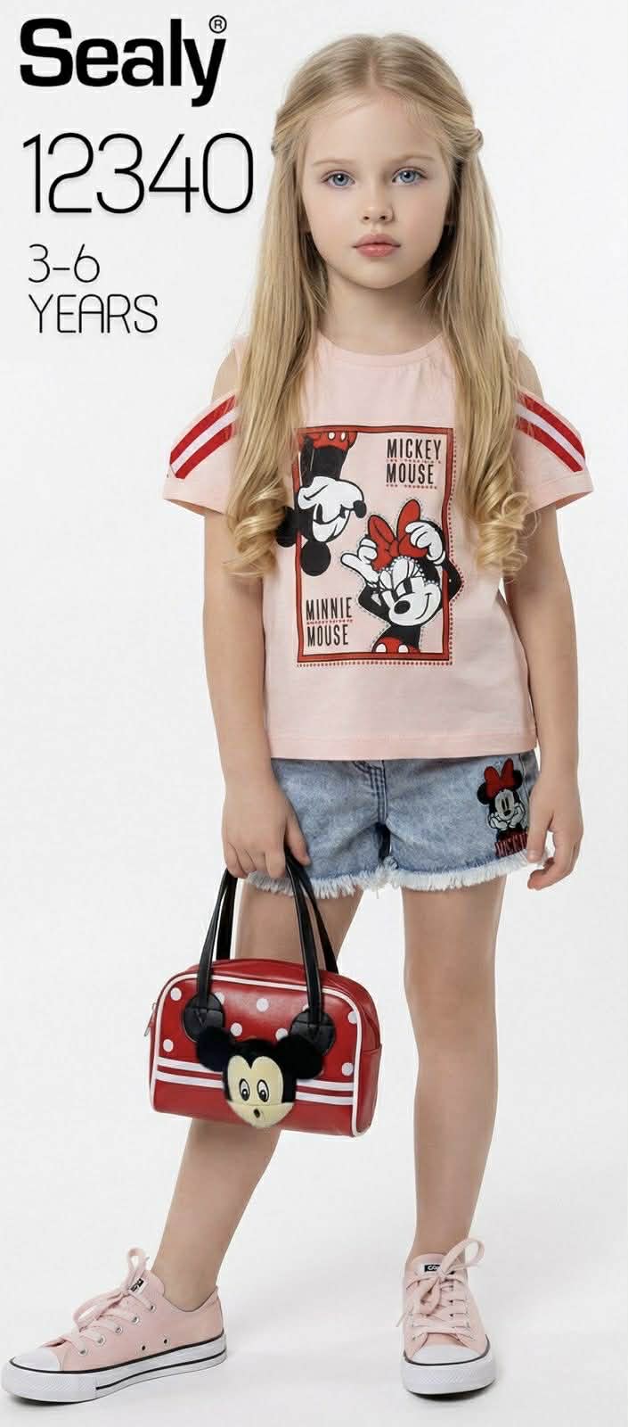 Детски летен комплект Minnie – тениска и дънкови къси панталонки (3–6 г.)